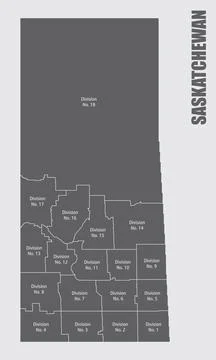 Saskatchewan province administrative map Stock Illustration