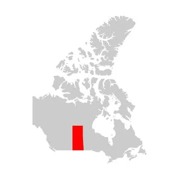 Saskatchewan province highlight on map of Canada Stock Illustration