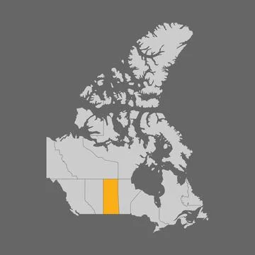 Saskatchewan province highlight on map of Canada Stock Illustration