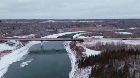 Saskatchewan River Running Through The Town Of Devon Stock-Footage 330882585