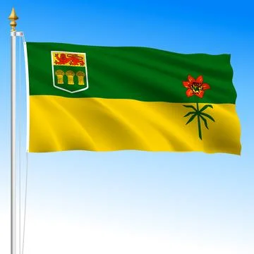 Saskatchewan waving flag, Canada, north america, illustration Stock Illustration