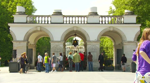Saski Palace  - Grave of the unknown soldier Warszawa , Warsaw Stock Footage 34405209