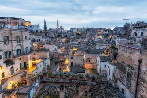 Sassi Sunrise Viewpoint Matera Stock Photos
