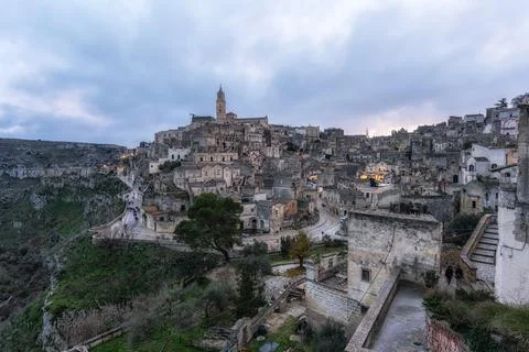 Sassi Sunset Viewpoint Matera Stock Photos