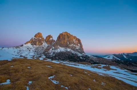 Sassolungo alba2 Stock Photos