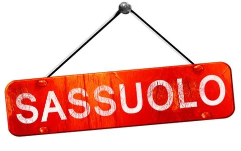 Sassuolo, 3D rendering, a red hanging sign Stock Illustration