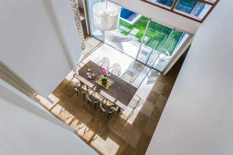 A sassy view to the dining area Stock Photos