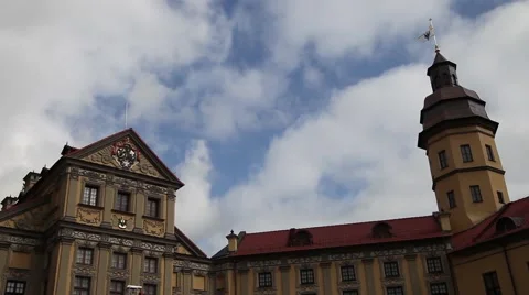 Сastle with moving clouds Stock Footage 55490588