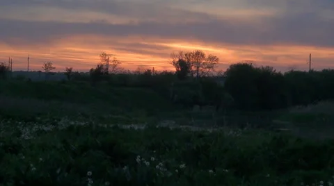 Sat down in evening time during sunset of a sun Stock-Footage 33608164