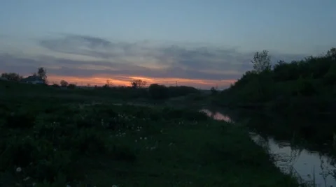 Sat down in evening time during sunset of a sun Stock-Footage 33608167