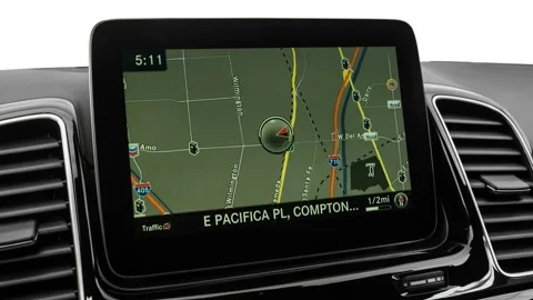 Sat nav with digital map Black 2017 Mercedes-Benz GLE-Class GLE 350 4MATIC Stock Footage 159906910