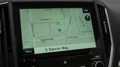 Sat nav with digital map Crimson Red Pearl 2018 Subaru Impreza 2.0i Limited Stock Footage 159962329