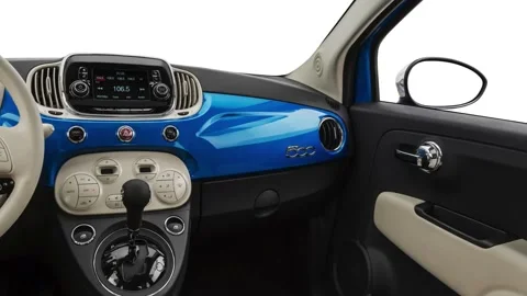 Sat nav with digital map Laser Blue Metallic 2018 Fiat 500 Lounge Stock Footage 160027566