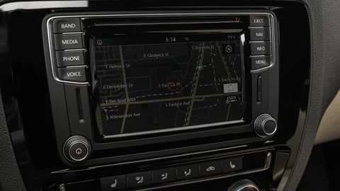 Sat nav with digital map Pure White 2017 Volkswagen Jetta 1.8T SEL Stock Footage 159906493