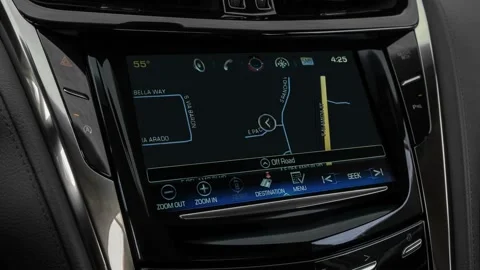 Sat nav with digital map Red Obsession Tintcoat 2016 Cadillac CTS Standard Vídeos de archivo 159867871