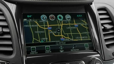 Sat nav with digital map Silver Ice Metallic 2017 Chevrolet Impala Premier Stock Footage 159901564