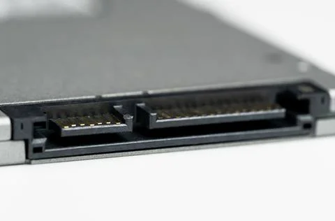 SATA connection of a SSD solid state drive Drive closed up shot. Stock Photos