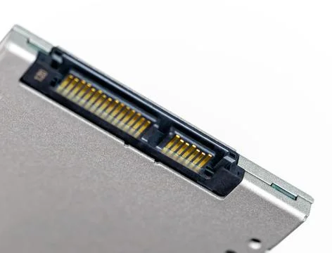 SATA connection of a SSD solid state drive Drive closed up shot. Stock Photos