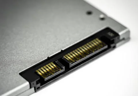 SATA connection of a SSD solid state drive Drive closed up shot. Stock Photos
