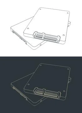 SATA SSDs drawings Stock Illustration