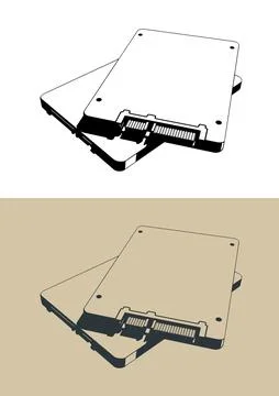 SATA SSDs illustrations Stock Illustration