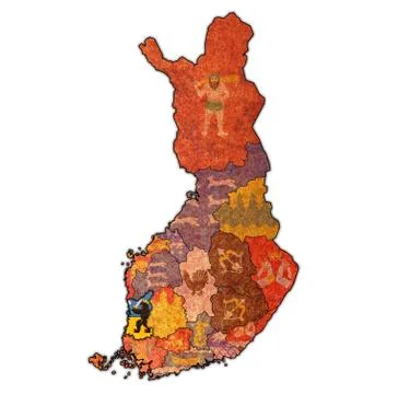 Satakunta region with flag Stock Illustration