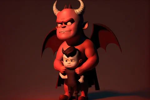 Satan and His Spawn Stock Illustration