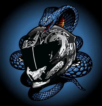 Satan and snake motif gray helmet Stock Illustration