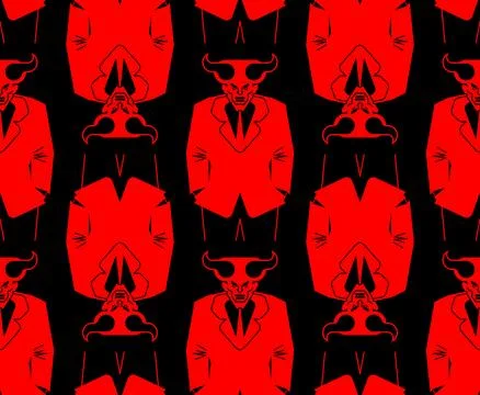 Satan businessman pattern seamless. Demon in suit background. Lucifer boss .. Stock Illustration