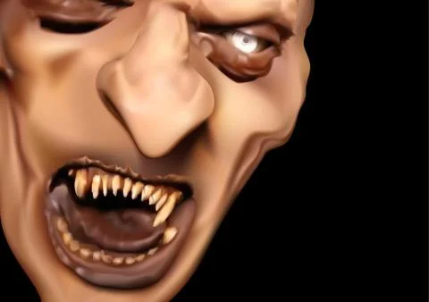 Satan Face with Scary Teeth 스톡 일러스트