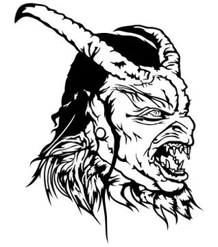 Satan Head with Scary Face Stock Illustration