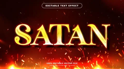 Satan hell glow and fire cinematic 3d text effect with fire burn background Illustrazione stock