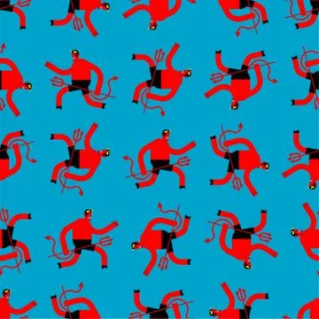 Satan pattern seamless. Devil background. Demon texture. Lucifer ornament. Stock Illustration