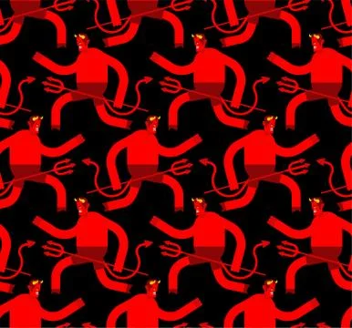 Satan pattern seamless. Devil background. Demon texture. Lucifer ornament. Stock Illustration