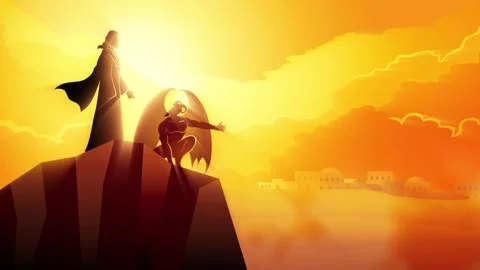 Satan tempts Jesus in the wilderness Vidéo 276302579