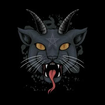 Satanic Cat head vector illustration Stockillustratie