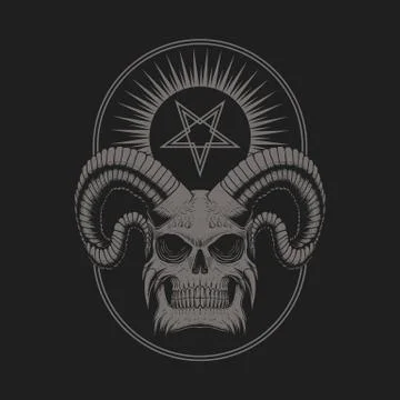 Satanic Devil Skull vector illustration Stock Illustration