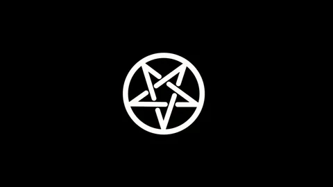 Satanic star white icon motion video Stock Footage 293997115