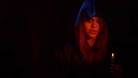 Satanic witches performing dark ritual. 4K UHD Stock Footage 74564043