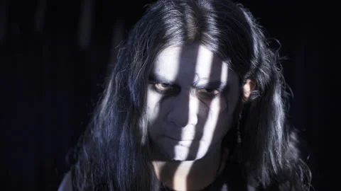 Satanist man with evil eyes. Stock Footage 227536618