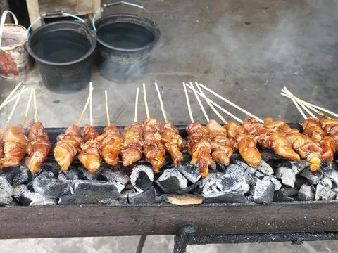 Satay grilled Stock Photos