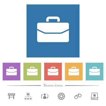 Satchel flat white icons in square backgrounds Stock Illustration