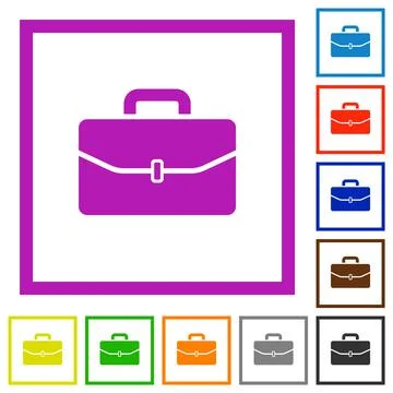 Satchel with one buckle flat framed icons 库存插图
