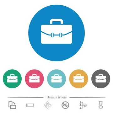 Satchel with two buckles flat round icons Stock Illustration