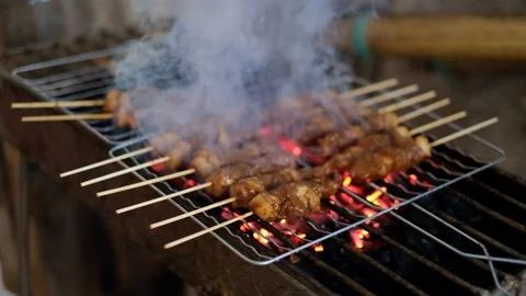 Sate barbeque Stock Footage
