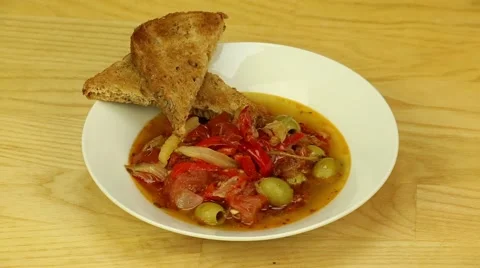 Sate vegetables with olives Stock Footage 47866807