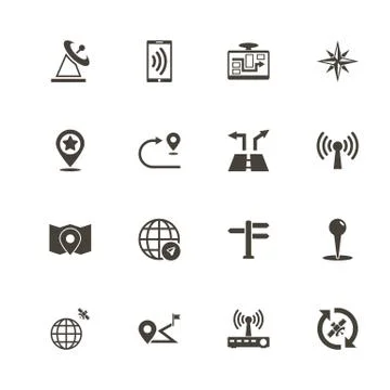 Satelite Navigation - Flat Vector Icons Stock Illustration