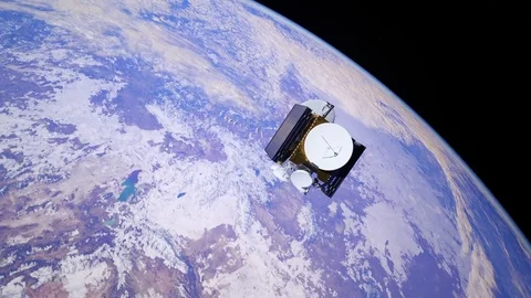 Satelite unfolding solar pannels Stock Footage 82329241