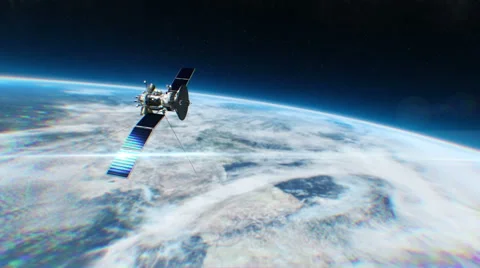 Satellite above the atmosphere Video stock 44441304