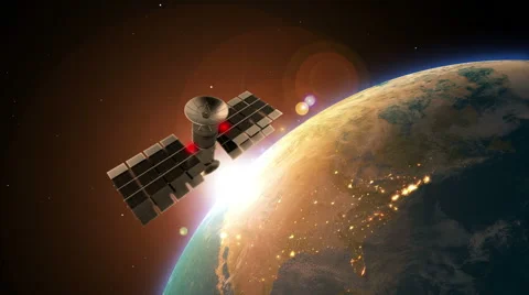 Satellite  above the Earth and  orbiting the planet Stock Footage 44161664